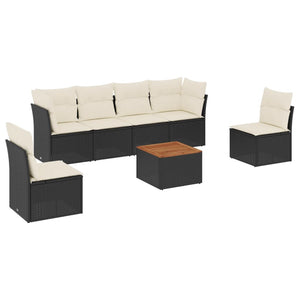 Set Divani da Giardino con Cuscini 7pz Nero Polyrattan 3255881