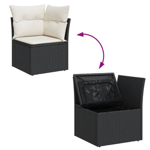 Set Divani da Giardino con Cuscini 7pz Nero Polyrattan 3255881