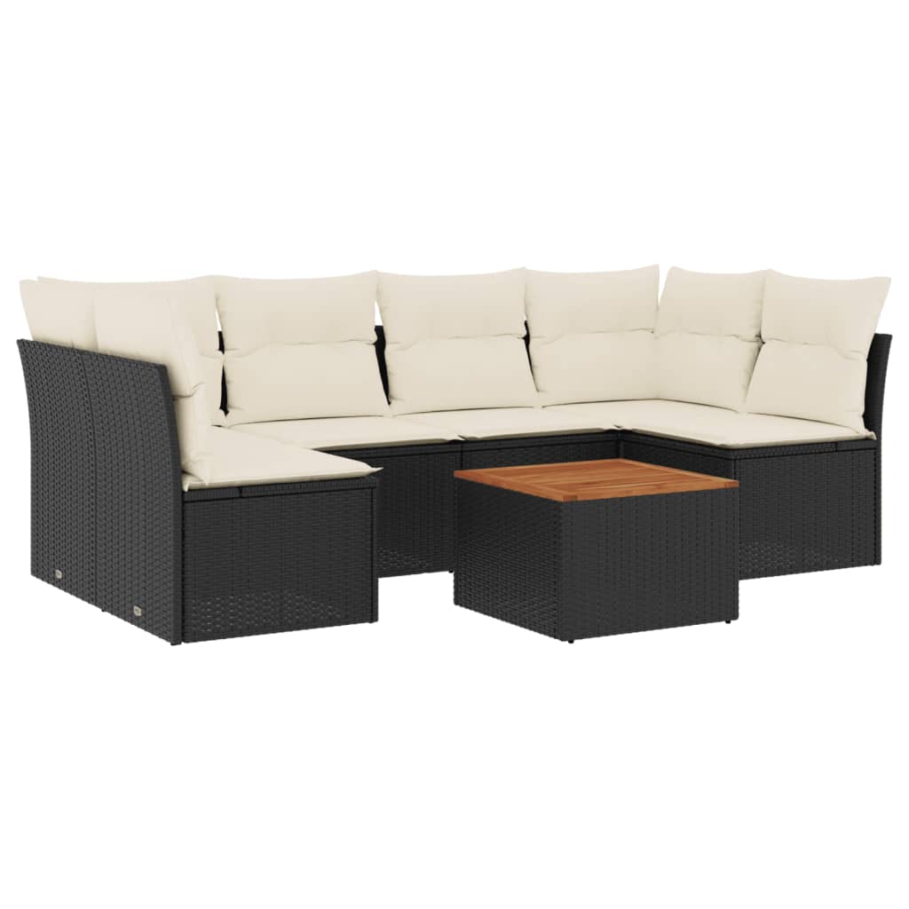 Set Divani da Giardino con Cuscini 7pz Nero Polyrattan 3255888