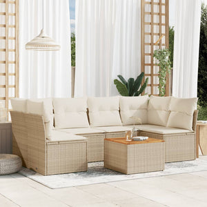 Set Divani da Giardino 7 pz con Cuscini Beige in Polyrattancod mxl 89870