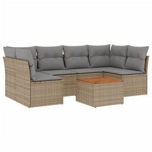 Set Divano da Giardino 7 pz con Cuscini Beige Misto Polyrattan 3255891