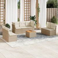 Set Divano da Giardino 8 pz con Cuscini Beige in Polyrattan 3255897