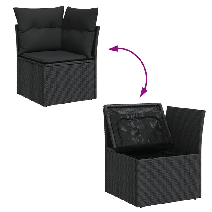 Set Divani da Giardino 5 pz con Cuscini in Polyrattan Nero 3255922