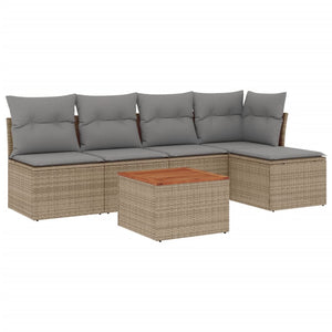 Set Divano da Giardino 6 pz con Cuscini Beige Misto Polyrattan 3255933