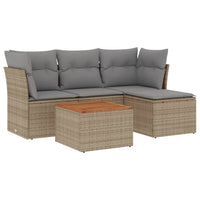 Set Divano da Giardino 5 pz con Cuscini Beige Misto Polyrattan 3255940