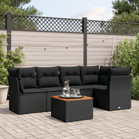 Set Divano da Giardino 6 pz con Cuscini Nero in Polyrattancod mxl 89132