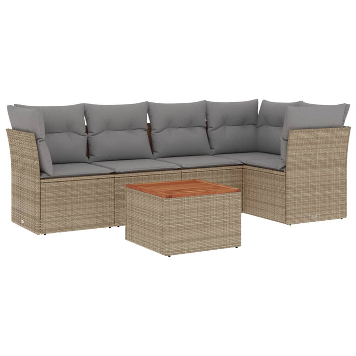 Set Divano da Giardino 6 pz con Cuscini Beige Misto Polyrattan 3255961