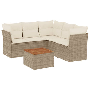 Set Divano da Giardino 6 pz con Cuscini Beige in Polyrattan 3255967