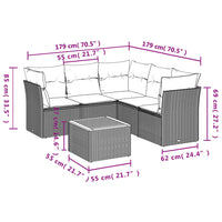 Set Divano da Giardino 6 pz con Cuscini Beige Misto Polyrattan 3255968