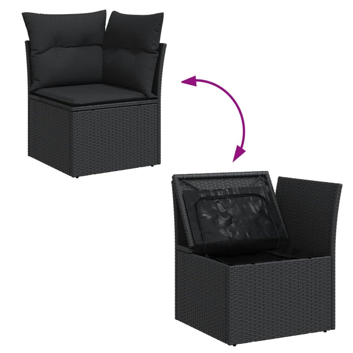 Set Divano da Giardino 6 pz con Cuscini Nero in Polyrattan 3255971