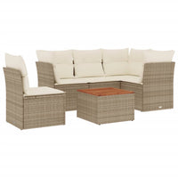 Set Divano da Giardino 6 pz con Cuscini Beige in Polyrattancod mxl 89872