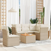 Set Divano da Giardino 6 pz con Cuscini Beige in Polyrattancod mxl 89872