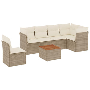 Set Divani da Giardino 7 pz con Cuscini Beige in Polyrattancod mxl 89644