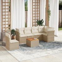 Set Divani da Giardino 7 pz con Cuscini Beige in Polyrattan 3255995