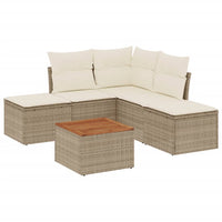 Set Divano da Giardino 6 pz con Cuscini Beige in Polyrattan 3256002