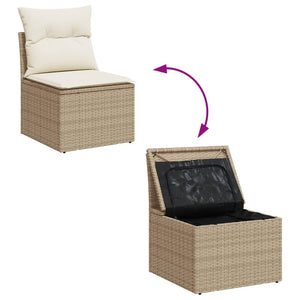 Set Divano da Giardino 8 pz con Cuscini Beige in Polyrattan 3256009