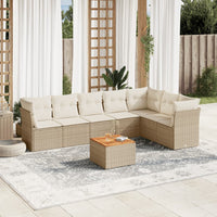 Set Divano da Giardino 8 pz con Cuscini Beige in Polyrattan 3256009