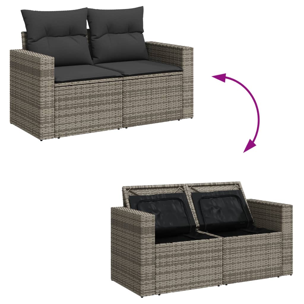 Set Divano da Giardino 8 pz con Cuscini Grigio in Polyrattan 3256011