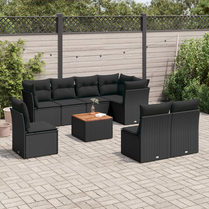 Set Divani da Giardino 9 pz con Cuscini Nero in Polyrattancod mxl 89133