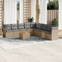 Set Divano da Giardino 10 pz con Cuscini Beige Misto Polyrattancod mxl 89134