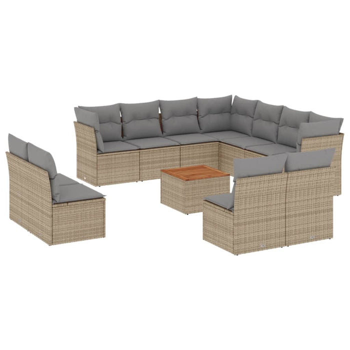 Set Divano da Giardino 12 pz con Cuscini Beige Misto Polyrattancod mxl 113123