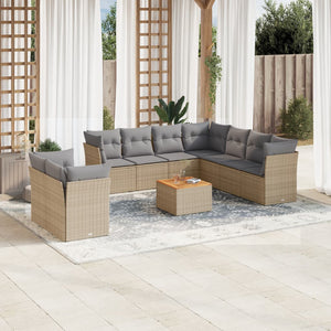 Set Divano da Giardino 11 pz con Cuscini Beige Misto Polyrattan 3256045