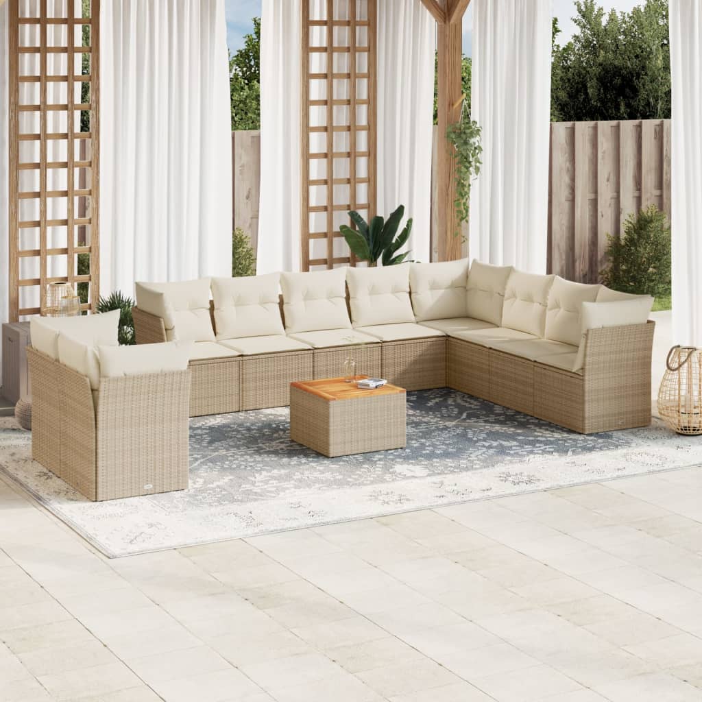 Set Divani da Giardino 11 pz con Cuscini Beige in Polyrattancod mxl 90492