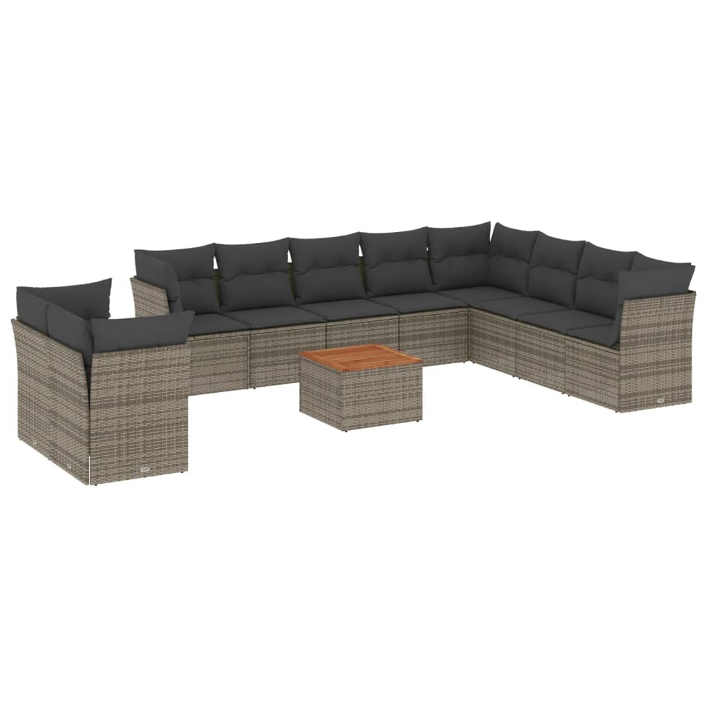 Set Divani da Giardino 11 pz con Cuscini in Polyrattan Grigiocod mxl 89652