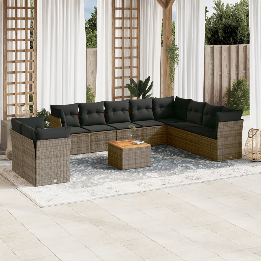 Set Divani da Giardino 11 pz con Cuscini in Polyrattan Grigiocod mxl 89652