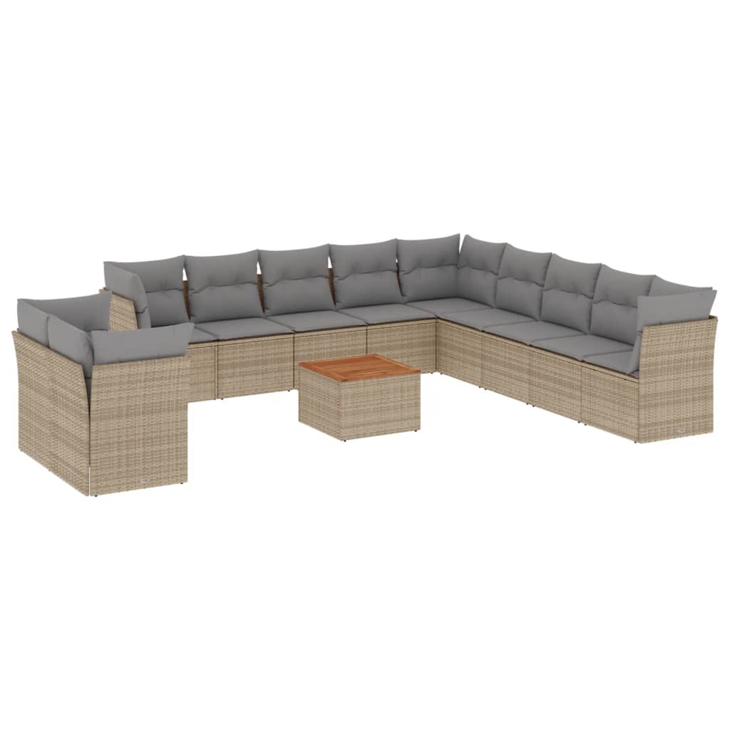 Set Divano da Giardino 12 pz con Cuscini Beige Misto Polyrattan 3256059