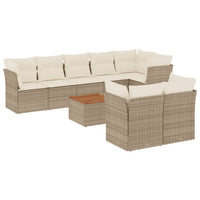 Set Divano da Giardino 9 pz con Cuscini Beige in Polyrattancod mxl 114617