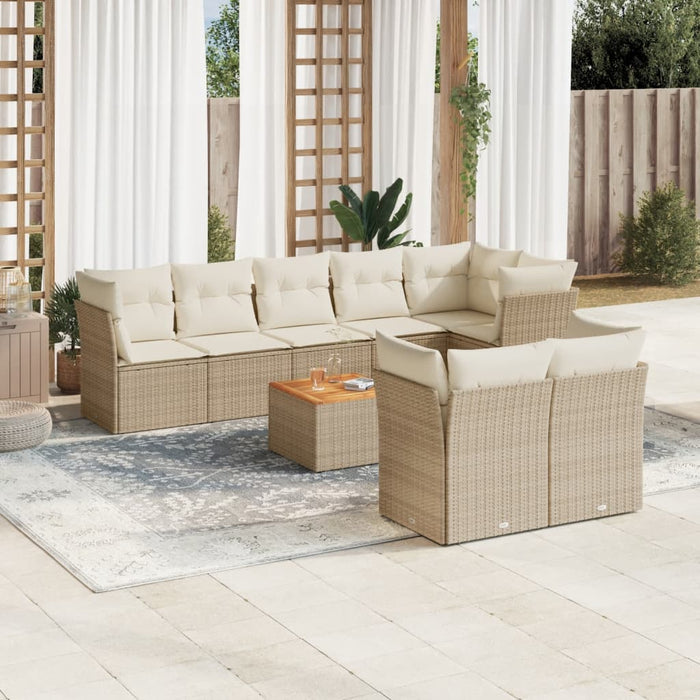 Set Divano da Giardino 9 pz con Cuscini Beige in Polyrattancod mxl 114617