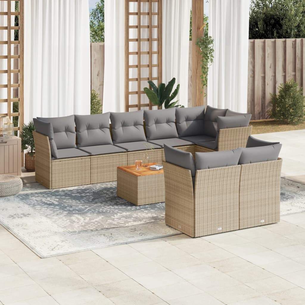 Set Divano da Giardino 9 pz con Cuscini Beige Misto Polyrattancod mxl 89874