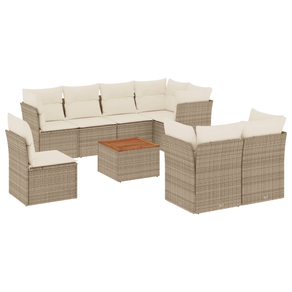 Set Divano da Giardino 9 pz con Cuscini Beige in Polyrattancod mxl 93163