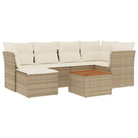 Set Divani da Giardino 7 pz con Cuscini Beige in Polyrattan 3256079