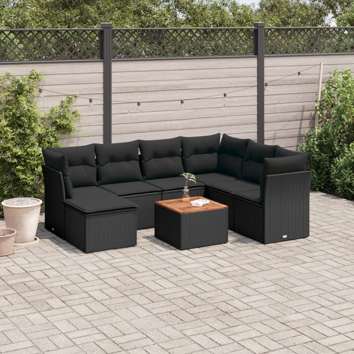 Set Divani da Giardino con Cuscini 8 pz Nero in Polyrattancod mxl 113878