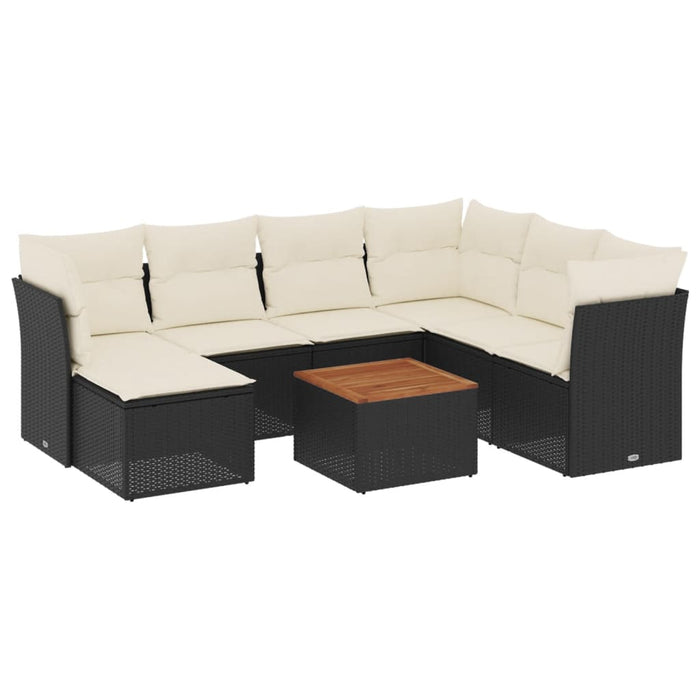 Set Divani da Giardino con Cuscini 8 pz Nero in Polyrattan 3256091