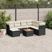 Set Divani da Giardino con Cuscini 8 pz Nero in Polyrattan 3256091