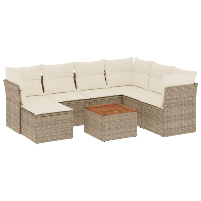 Set Divano da Giardino 8 pz con Cuscini Beige in Polyrattancod mxl 89875