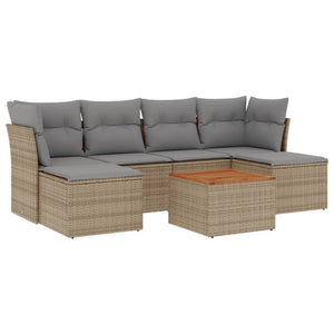 Set Divano da Giardino 7 pz con Cuscini Beige Misto Polyrattan 3256101