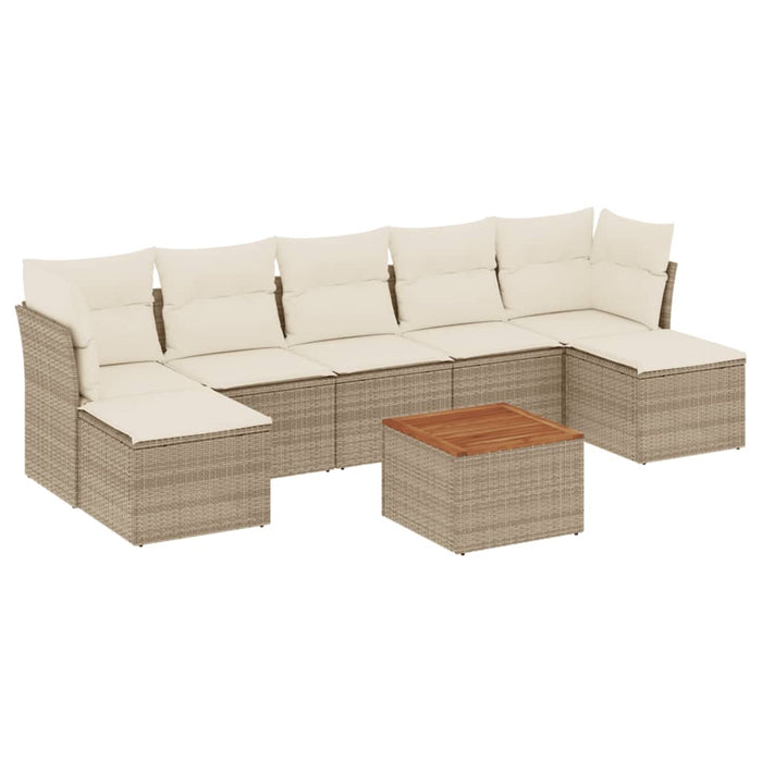 Set Divano da Giardino 8 pz con Cuscini Beige in Polyrattan 3256107