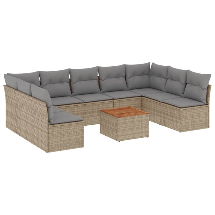 Set Divano da Giardino 10 pz con Cuscini Beige Misto Polyrattan 3256122