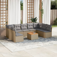 Set Divano da Giardino 10 pz con Cuscini Beige Misto Polyrattan 3256122