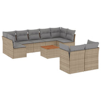 Set Divano da Giardino 10 pz con Cuscini Beige Misto Polyrattan 3256143