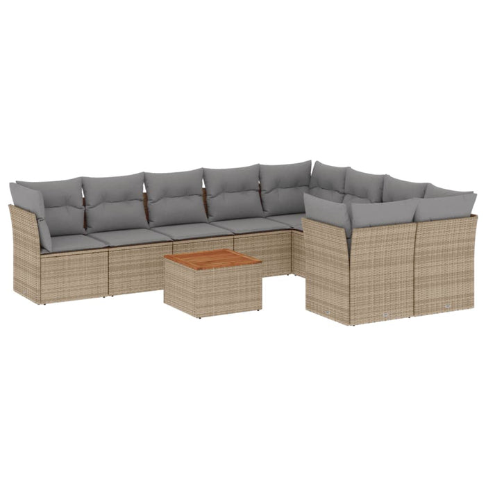 Set Divano da Giardino 10 pz con Cuscini Beige Misto Polyrattan 3256150