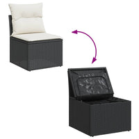 Set Divani da Giardino 10pz con Cuscini in Polyrattan Nero 3256154