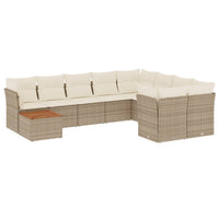 Set Divano da Giardino 10 pz con Cuscini Beige in Polyrattan 3256156