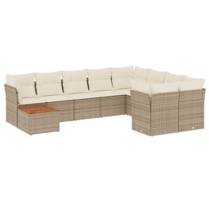 Set Divano da Giardino 10 pz con Cuscini Beige in Polyrattancod mxl 90803