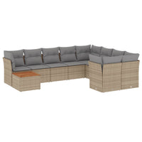 Set Divano da Giardino 10 pz con Cuscini Beige Misto Polyrattan 3256157