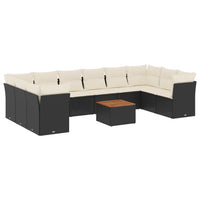 Set Divani da Giardino 11 pz con Cuscini in Polyrattan Nero 3256161